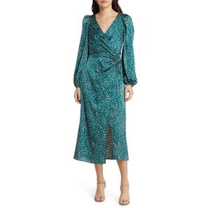 ANTHROPOLOGIE FLORET STUDIOS Elegant Teal Wrap Dress